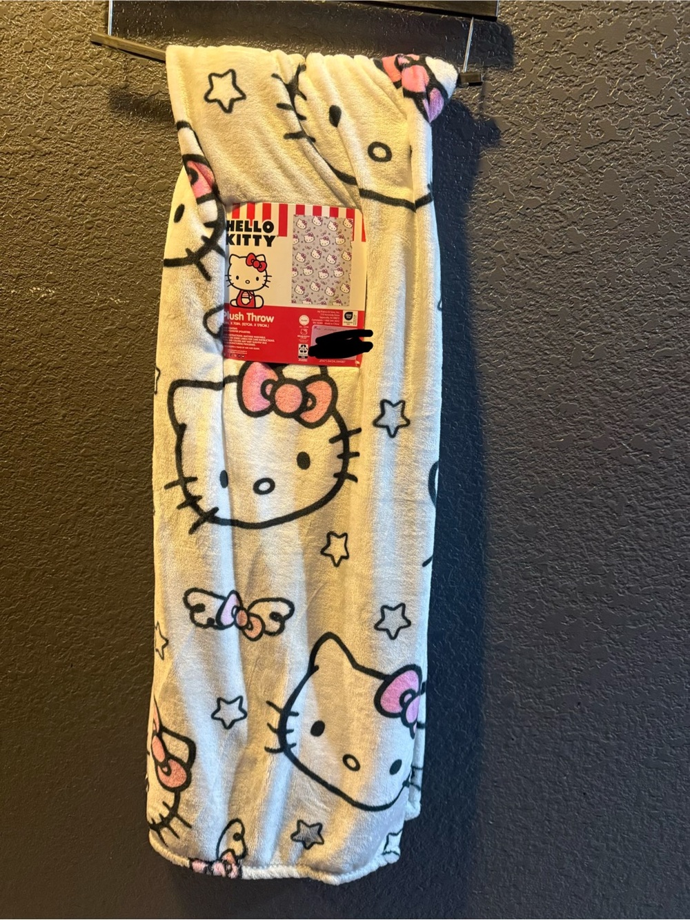 Hello Kitty Plush Throw Blanket - Cream with Pink and Black Accents